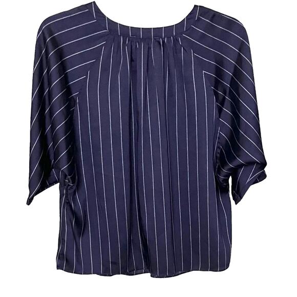 SIONI DOLMAN SLEEVE, V-NECK  BLOUSE, WOMENS, XL, NAVY BLUE WITH WHITE STRIPES - Picture 5 of 11